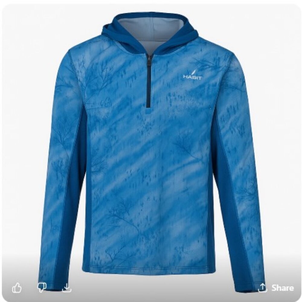 Habit Men’s Blue Camo Performance Hoodie – Size M